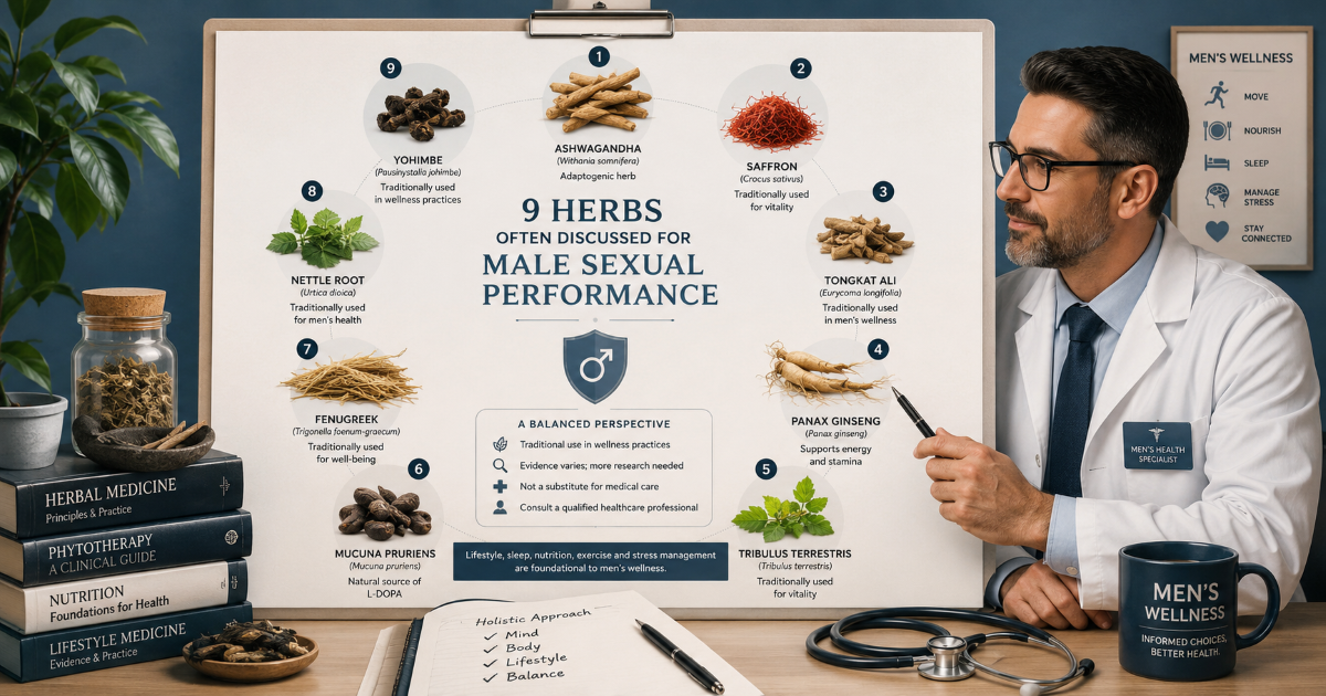 Herbs often marketed for male vitality