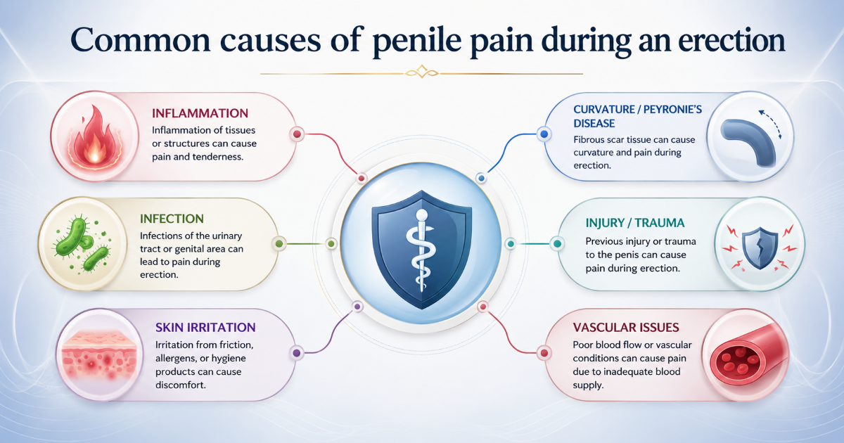 Causes of penile pain during erection