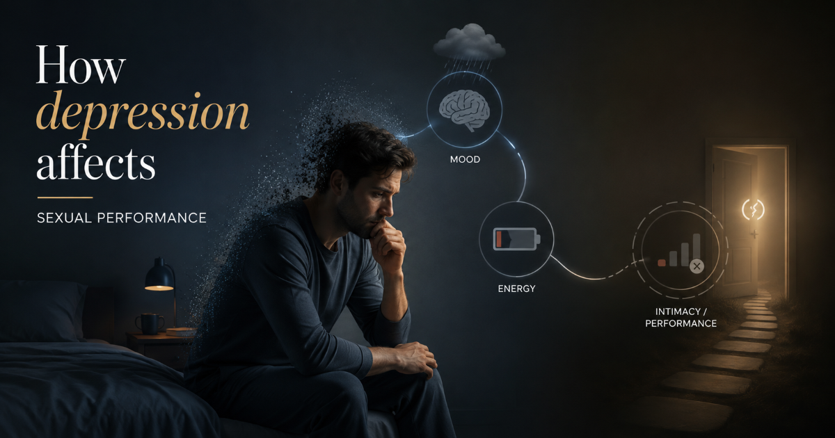 Depression and sexual performance can be connected through mood, arousal and medication factors