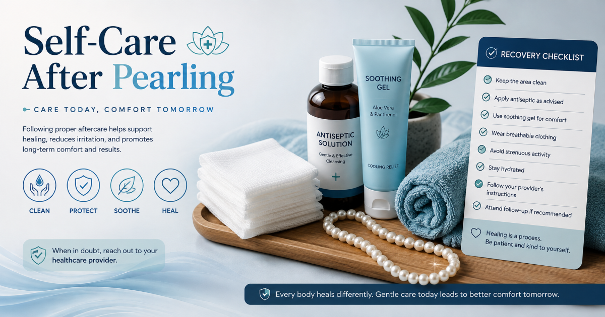 Self-care after pearl embedding