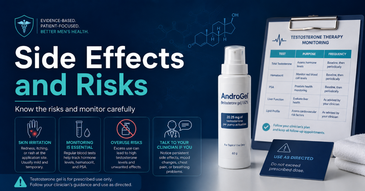 AndroGel testosterone gel side effects and storage