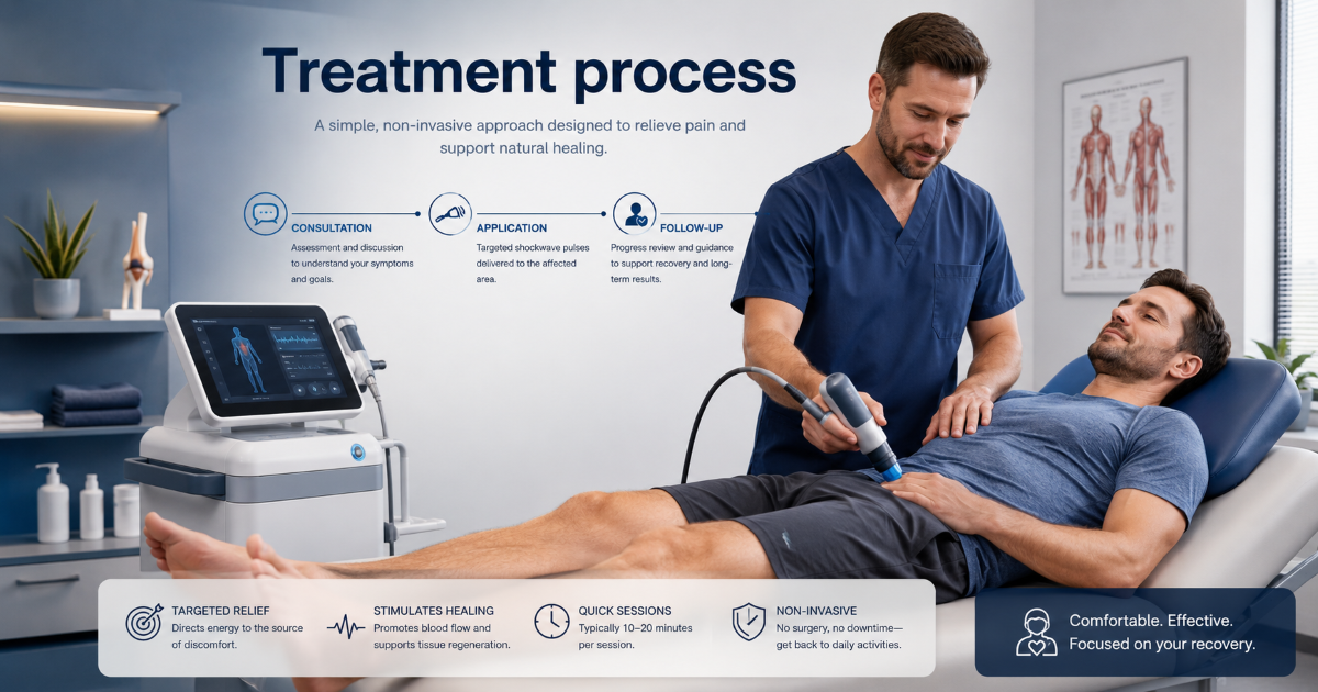 Shockwave therapy treatment process for erectile dysfunction