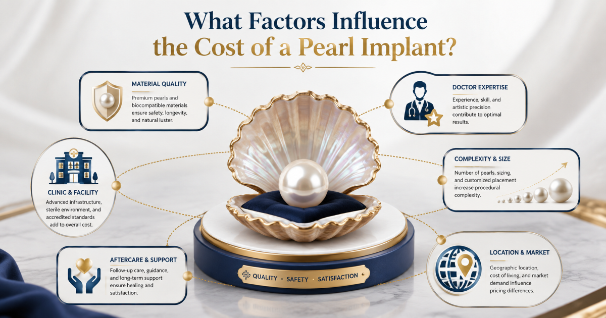 Pearl implant cost factors including number of pearls, material, clinic standard, doctor experience and aftercare