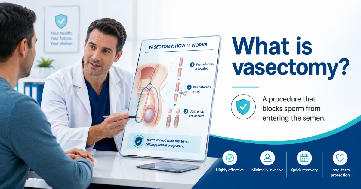 Illustration for vasectomy and male sterilization consultation