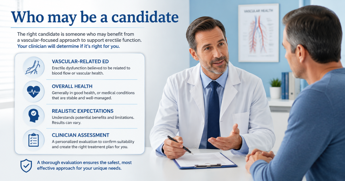 Candidate assessment for shockwave therapy and erectile dysfunction