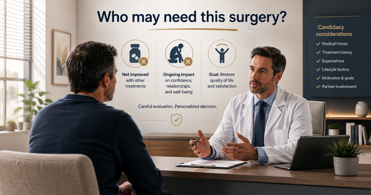 Who may be a candidate for penile prosthesis implant