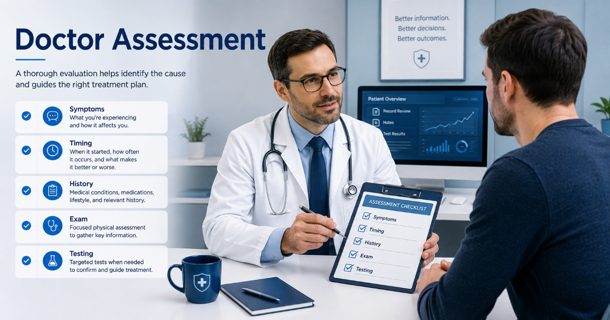 Doctor assessment for priapism and prolonged erection