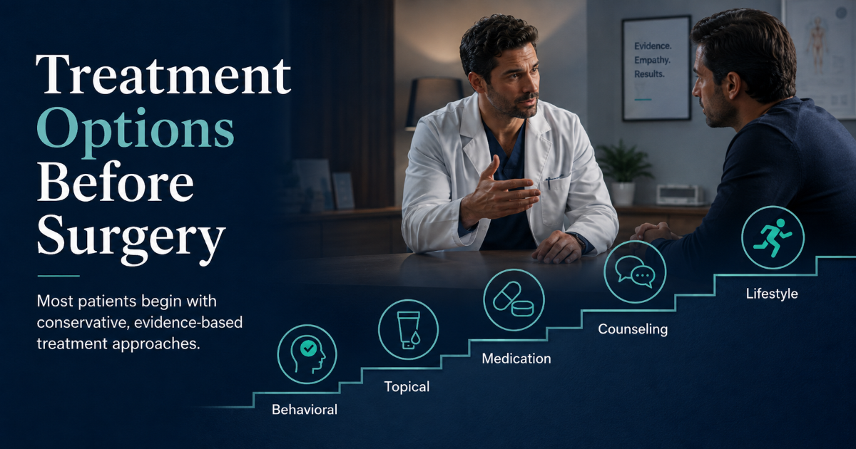 Premature ejaculation treatment options before surgery