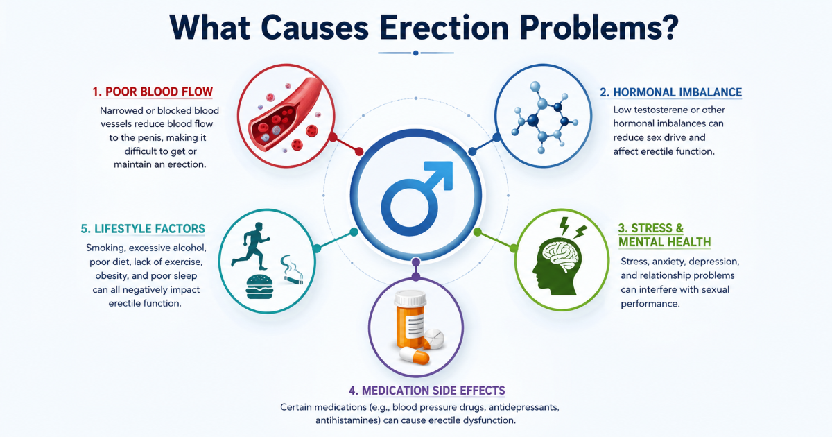 Common causes of erection problems