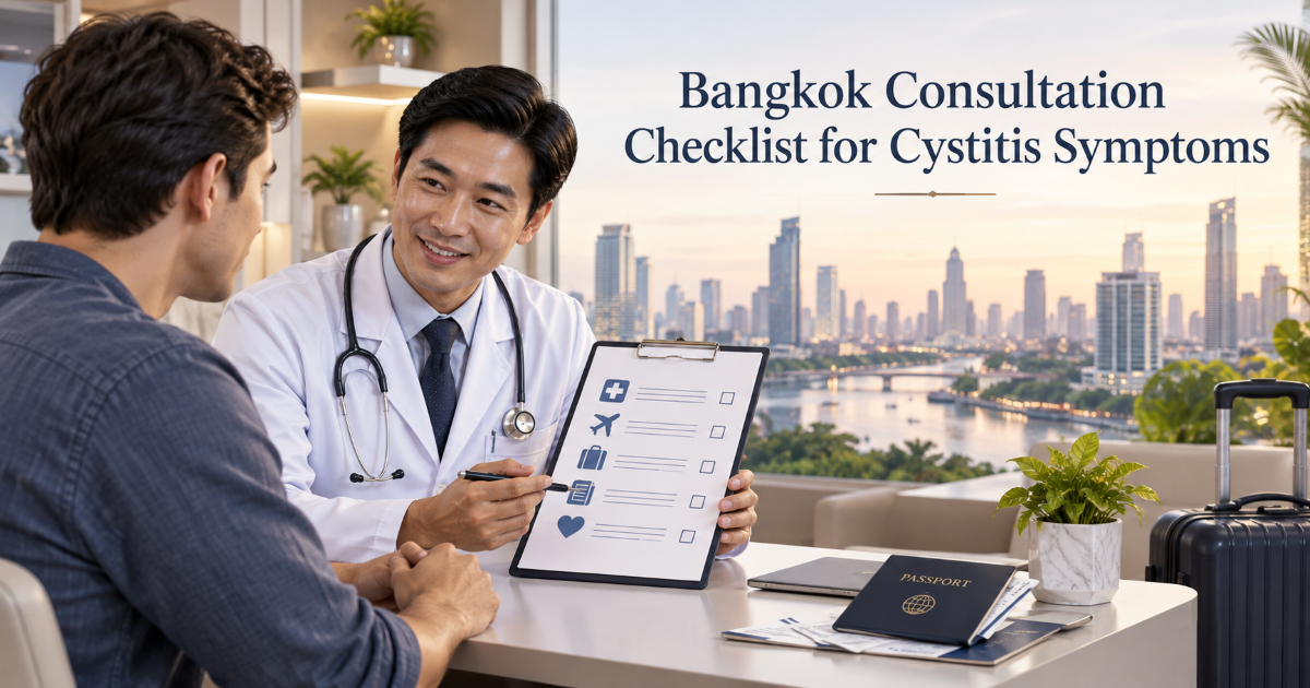Bangkok consultation checklist for cystitis symptoms urine testing antibiotic history and recurrent UTI concerns