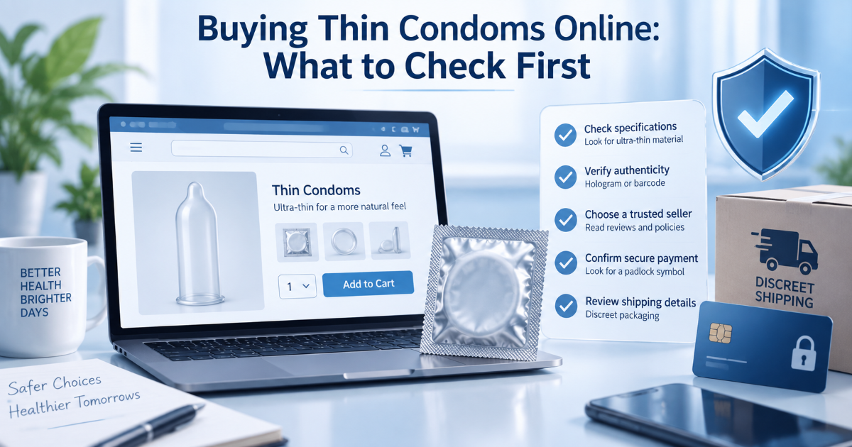 Online condom buying checklist with official store product photos expiry date packaging and trusted seller review checks