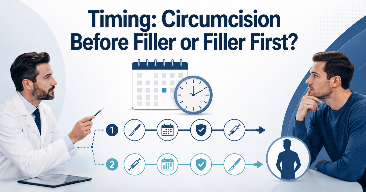 Filler based enlargement and circumcision timing