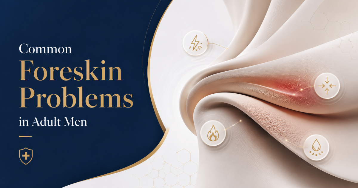 Common adult foreskin problems including tight foreskin and inflammation