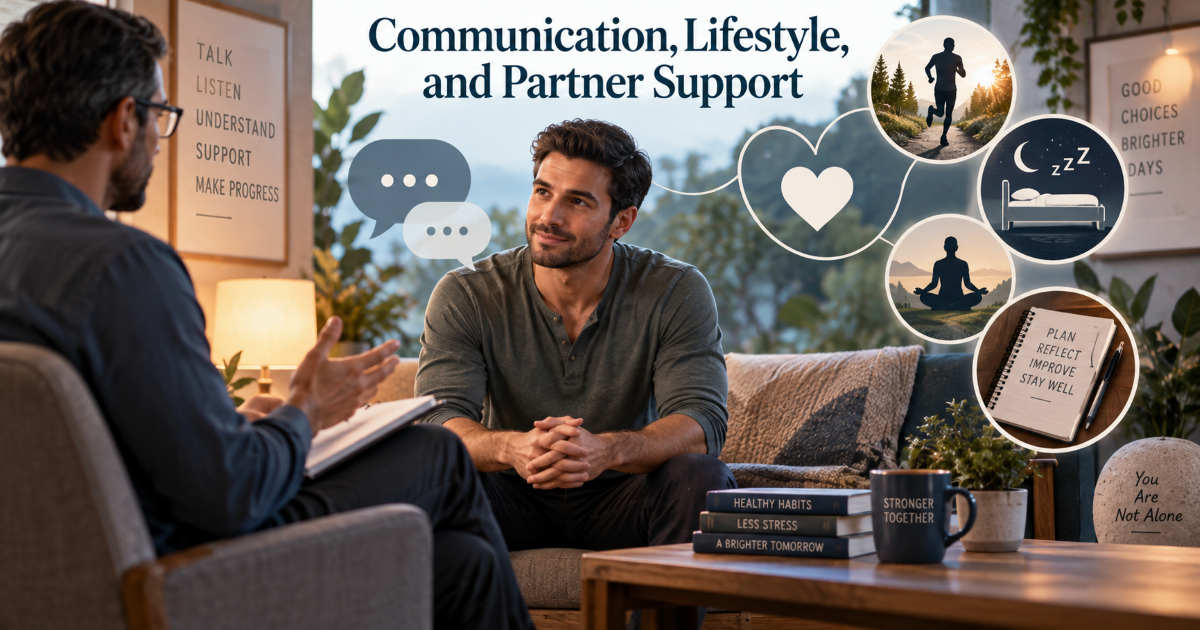 Couple communication and anxiety reduction plan for delayed ejaculation and intimacy confidence