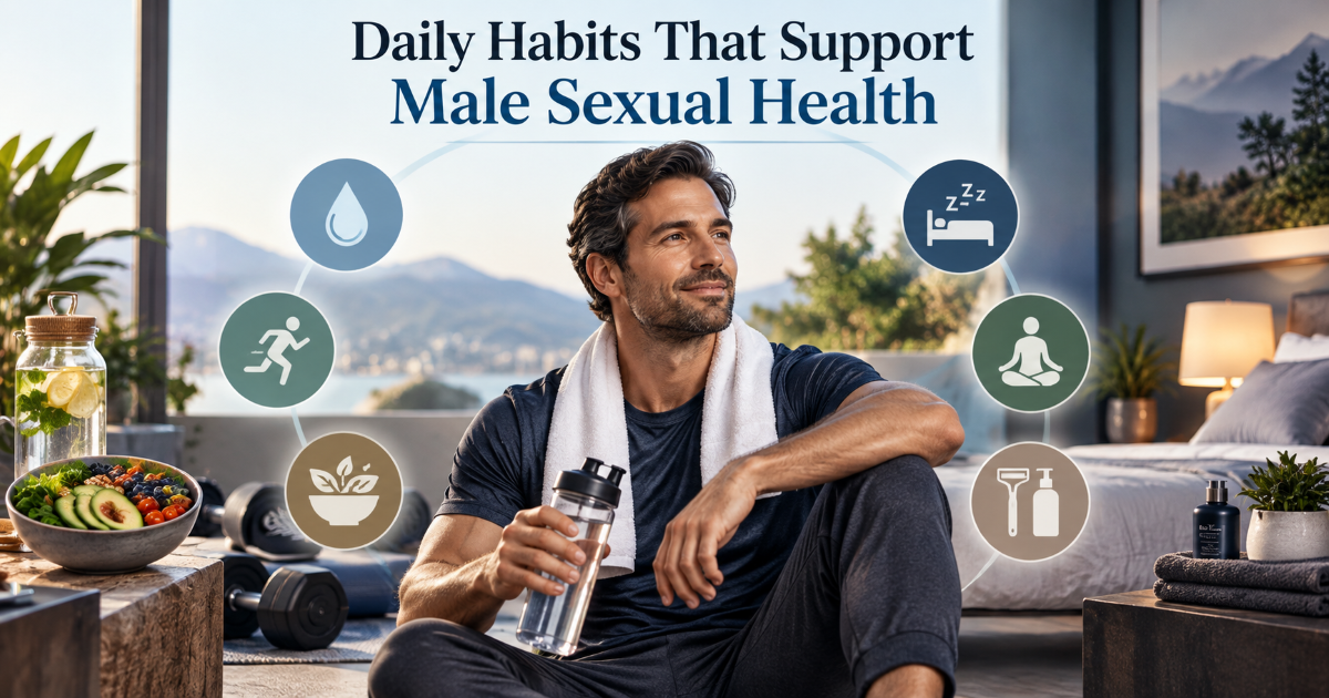 Lifestyle habits for men's sexual health including sleep exercise nutrition and avoiding smoking