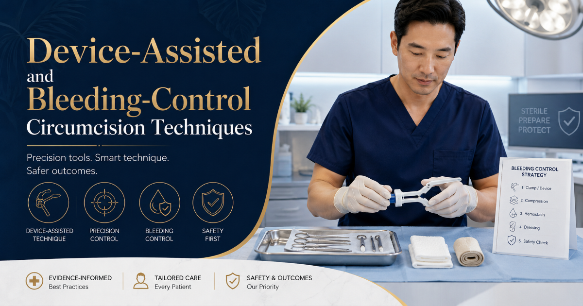Device assisted circumcision and bleeding control technique