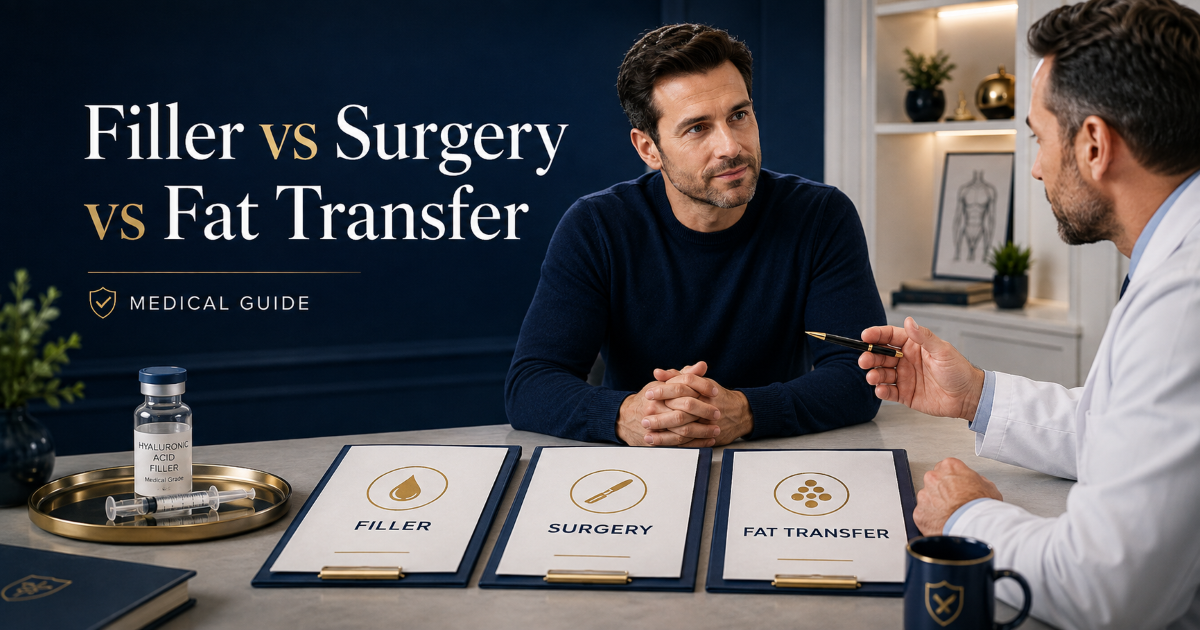 Filler versus surgery and fat transfer for male enhancement