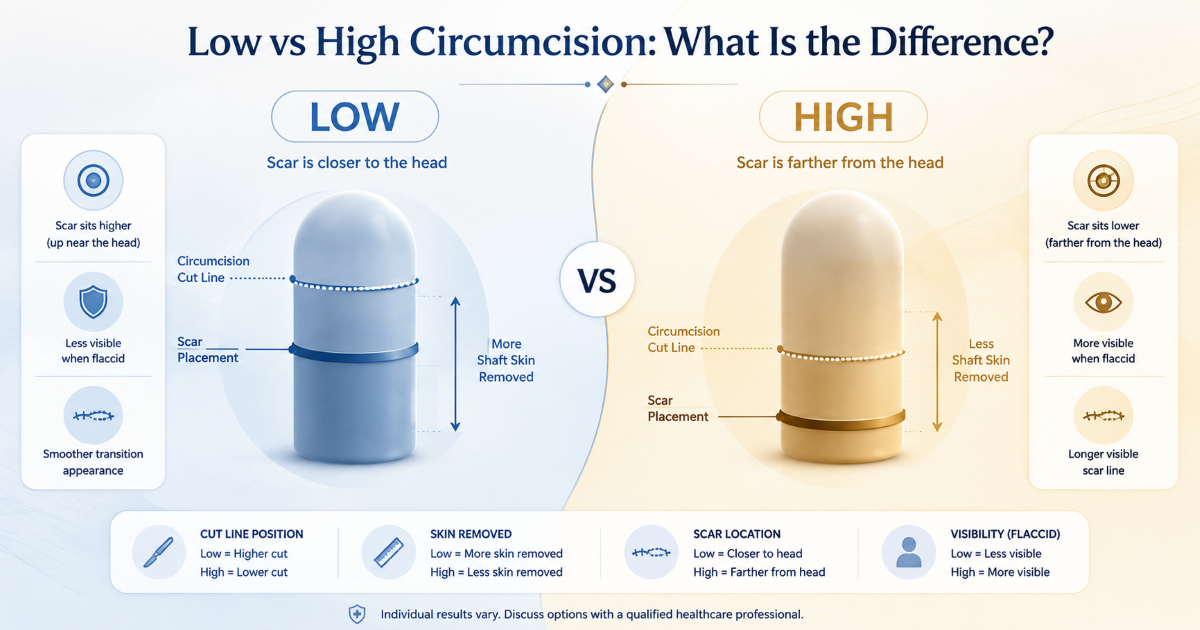 Low and high circumcision style concept