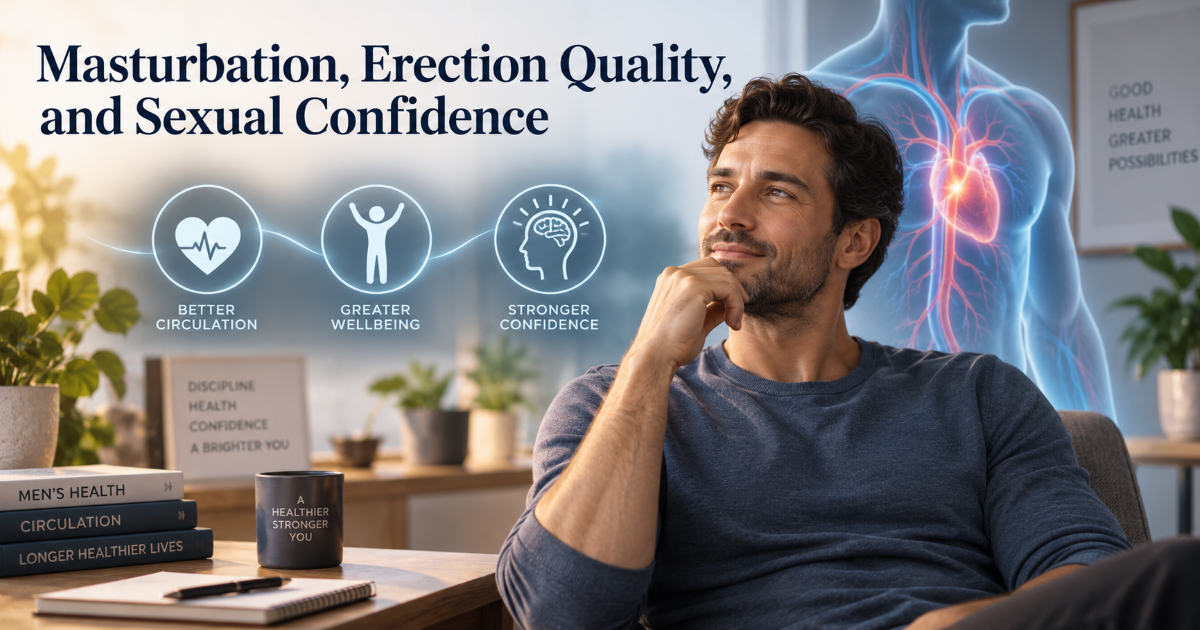 Men's health consultation concept about erection quality stress sleep blood flow and sexual confidence