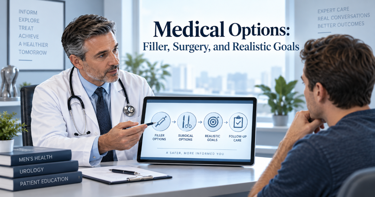 Medical consultation for hyaluronic acid penis filler penile enlargement surgery realistic goals and complication counselling