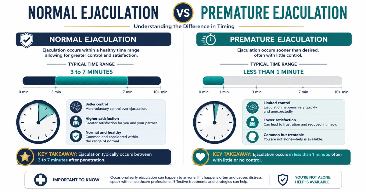 Normal ejaculation versus premature ejaculation comparing timing control distress and treatment need