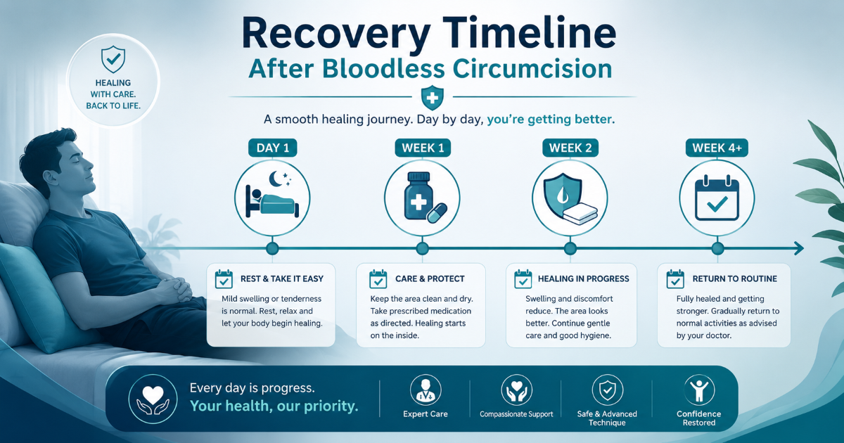 Adult circumcision recovery timeline after bloodless circumcision