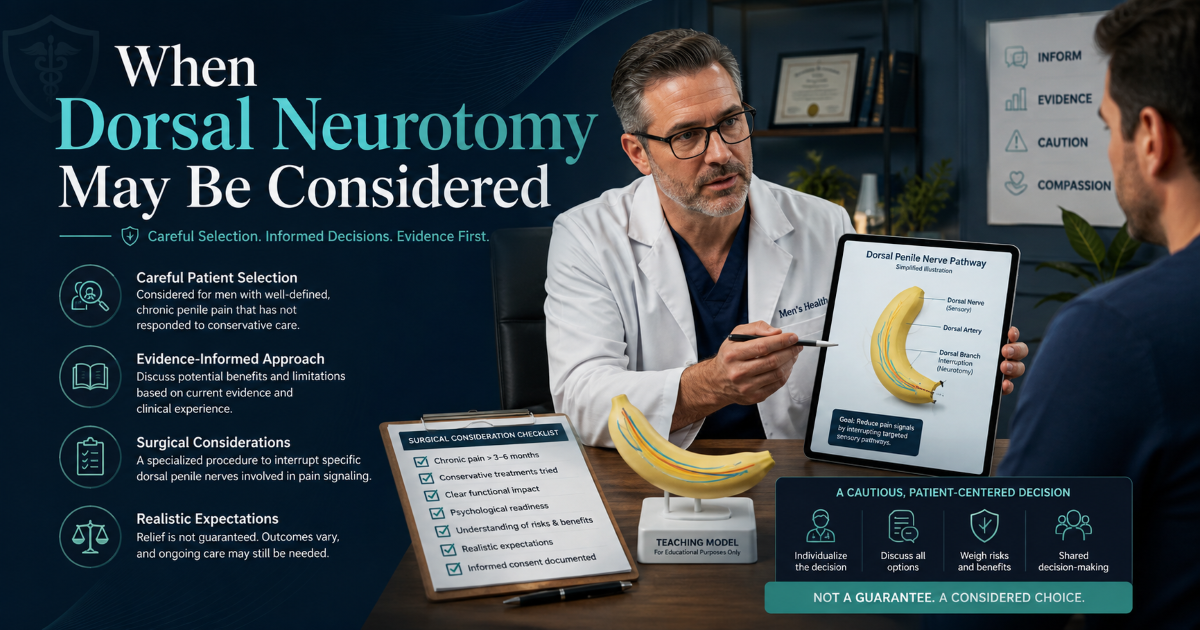 Dorsal neurotomy consideration for selected persistent premature ejaculation cases with suspected penile hypersensitivity