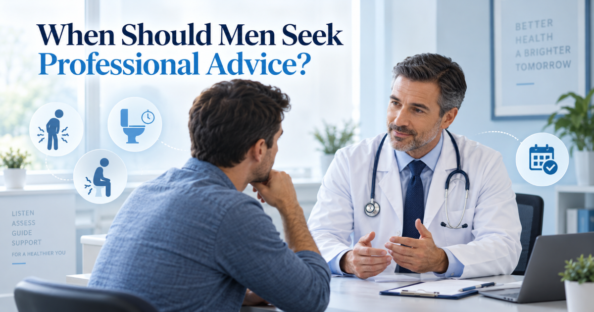 Doctor consultation checklist for men with urinary leakage pelvic pain post surgery symptoms or sexual function concerns